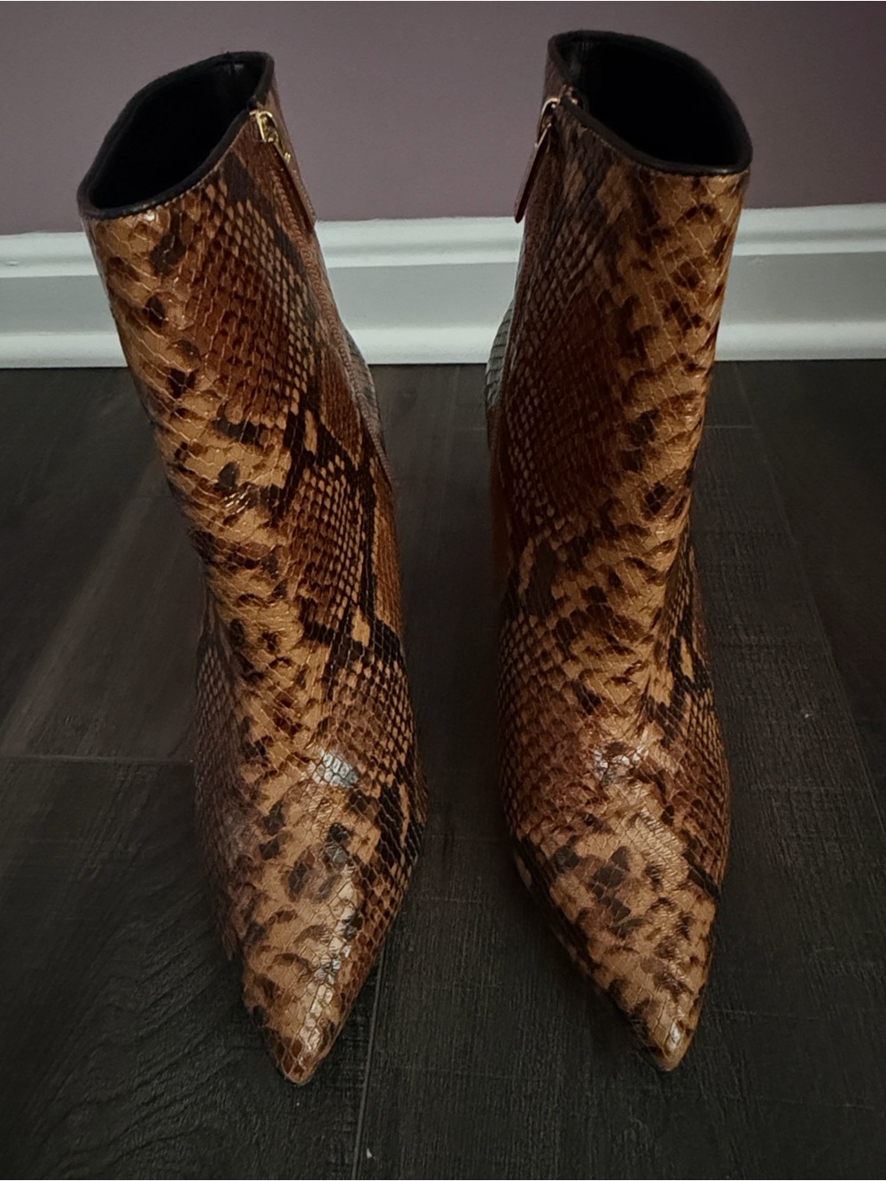 Women’s Carrano Faux Snake-Print Pointed Toe Ankle Boots - Brown Size 10M